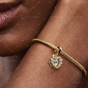 Pandora Sparkling Heart Double Dangle Charm